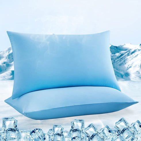 LUXEAR Cooling Pillowcases, Ultra Cool Pillow Cases with Stretch Japanese Q-max 0.55 Arc-Chill Cooling Fiber, Anti-Static Standard & Queen Size Cold Pillowcases for Hair Skin Night Sweat Hot Sleeper