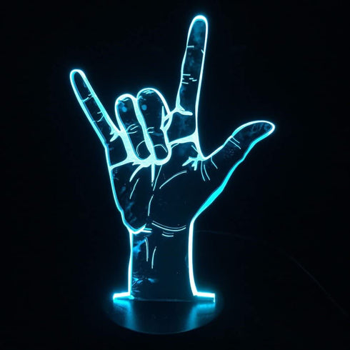 3D Optical Illusion I Love You Sign Language LED Hologram Night Light USB Operated Romantic Valentine' Day Party Decoration