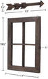 TIMEYARD Farmhouse Wall Decor Window Frame, Wooden Window Pane with Arrows Decor, Rustic Wall Art for Entryways, Living Room, Dining Room, Bedroom, Bathroom, 13in L x 2.2in W, Dark Brown, 2set
