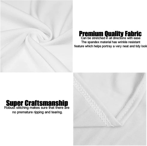SUNTQ Cocktail Table Covers 32x43, Spandex Stretch Square Corners White Tablecloths, Fitted High Top Round Table Cloth for Weddings,Birthday,Vendors,Outdoor Party,DJ,Banquet,Tradeshows