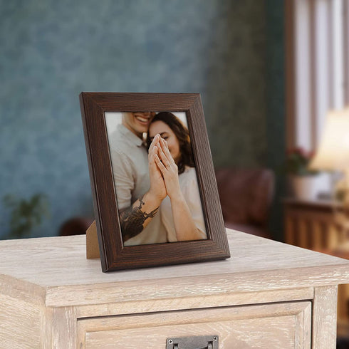 CRUGLA 5x7 Picture Frame Set, Family Brown 5 by 7 Photo Frames for Wall Mounting Tabletop Desktop, 6 Packs