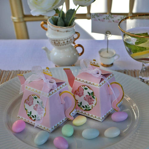Kate Aspen, Tea Time Whimsy Collection, Teapot Tea Party Favor Box (Set of 24), One Size, Pink