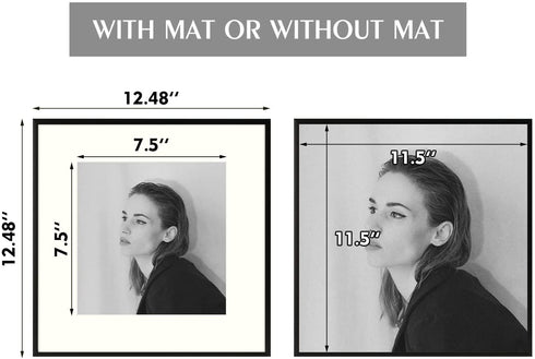 Golden State Art, 12x12 Aluminum Photo Frame with Ivory Mat for 8x8 Pictures - Sawtooth Hangers, Spring Clips - Wall Mounting - Real Glass - Metal Frame (Black, 1-Pack)