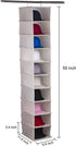 GRANDAN Version 2.0 Hanging Hat Rack for Closet, 10 Shelf Hanging Closet Hats Organizer Storage for Baseball Caps, Hanging Baseball Hat Holder, Caps Hanger for Closet with Stainless Metal Hook (Beige)