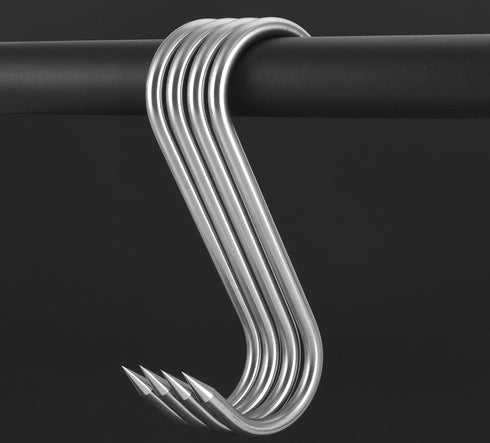 8 Inch Meat Hook,8mm Heavy Duty S-Hooks HONSHEN Stainless Steel Meat Processing Butcher Hook (Meat Hooks 8inch8mm4p)