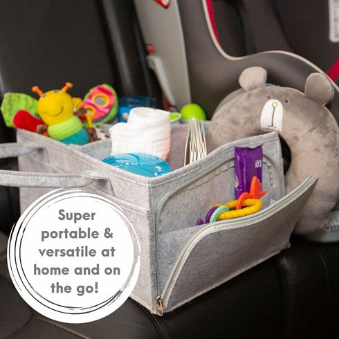 Diaper Caddy Organizer - Parenting Made Easy - Large Portable Diaper Organizer to Store All Baby™s Nursery Essentials To Go - Baby Diaper Caddy Organizer Bag With Zipper Pocket