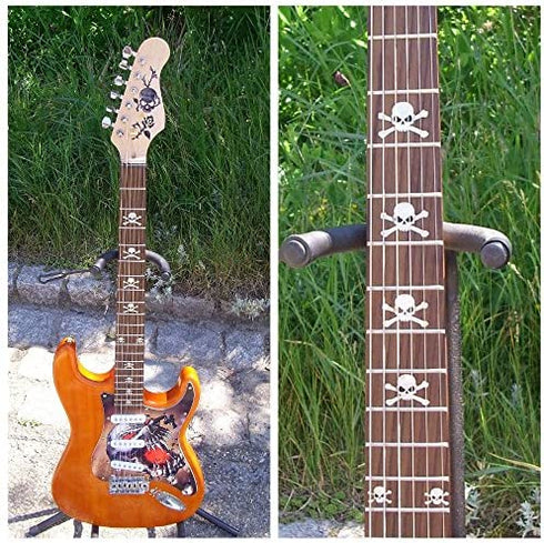 Inlay Sticker Fretboard Position Marker for Guitars and Bass Skulls White Pearl