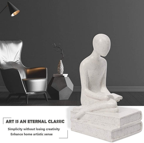 Quoowiit Abstract Sculpture Statues for Home Decor, Abstract Figure Statues Hand Craved Resin Sculpture Modern Home Decoration-143 White