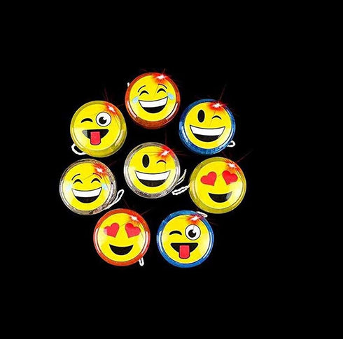12 pack Emoji | Emoticon Light-Up YOYOs, variety of faces and impressions, Ultimate idea for Party Favors / Birthday Giveaways