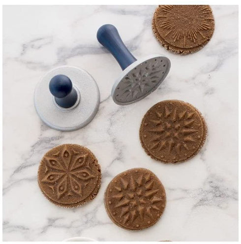 Nordic Ware Starry Night Cast Cookie Stamps, 3-inch rounds, Silver