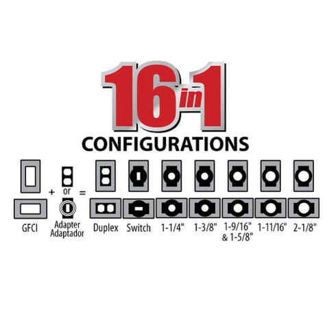 Taymac ML450G Single-Gang Mount 16-in-1 Flat Nonmetallic Weatherproof Vertical/Horizontal, 1-Pack, Gray
