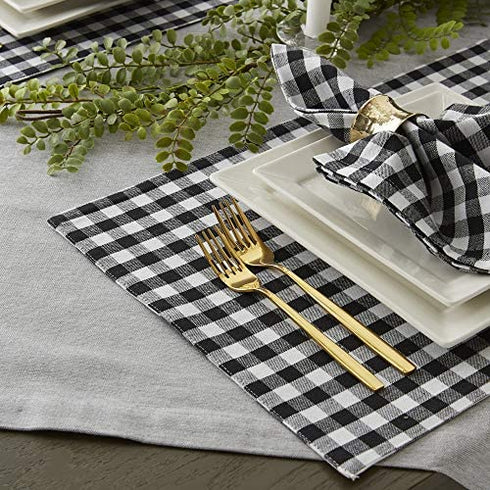 DII Gingham Check Tabletop Collection, Black, Placemat Set