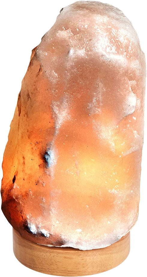 Amazon Basics Natural Himalayan Salt Lamp, Wood Base with Dimmer Switch - Crystal White, 5-7 Pounds