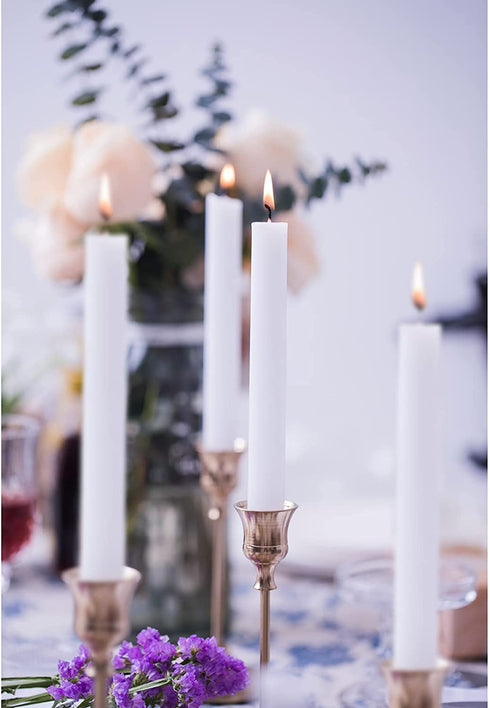LANKER 18 Pack Taper Candles 8 Inch Dripless Unscented Smokeless Candles 6.5 Hours Burning Time - Decoration for Wedding, Churches, Dinner, Halloween and Christmas (White)