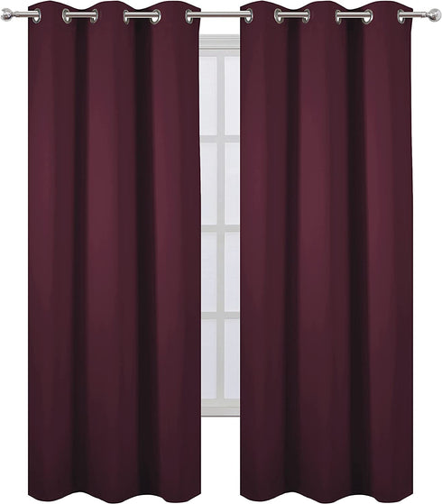 LEMOMO Burgundy Red Thermal Blackout Curtains/42 x 84 Inch/Set of 2 Panels Room Darkening Curtains for Bedroom