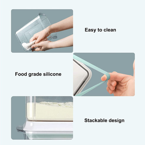Formula Dispenser Container with Scraper Pop Up Food Container Airtight 600g 1700ml - Updated Design, Rectangle