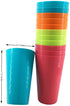Large Plastic Cups set of 12 BPA-Free Dishwasher Safe Colorful Unbreakable 35-Ounce mixed Drinkware Tumbler