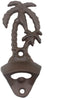 Retro Palm Tree Beer Bottle Opener Wall Mounted and Vintage Stainless Steel Cap Catcher Bin Set for Pop Soda Kitchens Patio Beach (Rustic Coconut)1