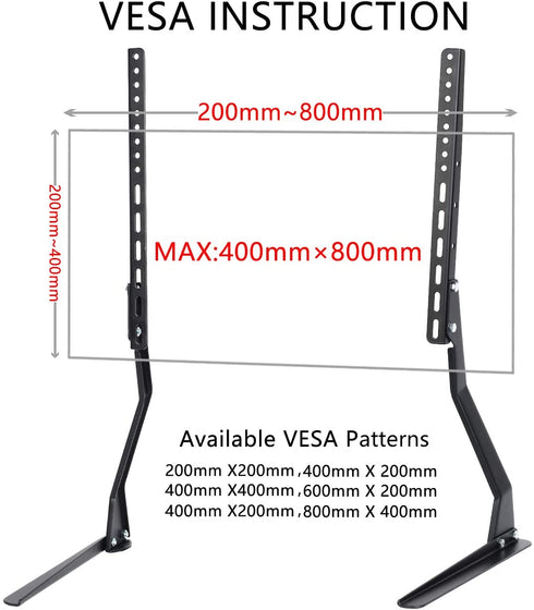 Universal TV Stand Table Top Base for 34 to 70 Inches LCD Flat Screen TV,Black
