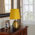 Tootoo Star 13 Inch Small Bedside Table Lamp for Bedroom Living Room Nightstand, Metal Base (Yellow Shade, Brass Base)