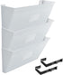 Acrimet 3 Pockets Wall Mount File Holder Organizer Letter Size, White Color (Hangers Included)