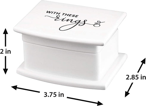 Lillian Rose White, Thee Wed Box Ring Pillow Alternative, 2.85x3.75x2.1