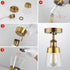 Fivess Lighting Antique Gold Flush Mount Light Fixture Clear Glass Semi Flush Mount Ceiling Light for Hallway Bathroom Entryway Kitchen Farmhouse