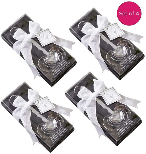 Kate Aspen Love Beyond Measure Spoons, Heart Shaped Measuring Spoons, Stainless Steel, Pack of 4, (13072NA)