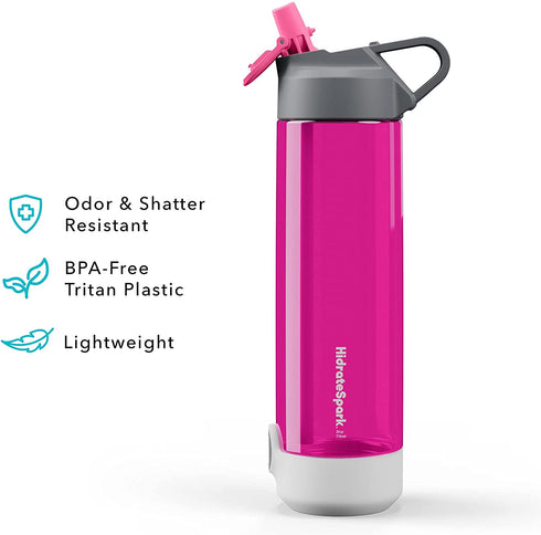 HidrateSpark TAP Smart Water Bottle, Tritan Plastic, Tap to Track Water Intake & Glows to Remind You to Stay Hydrated - Straw - Fruit Punch - 24 Oz¦