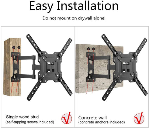 Suptek TV Wall Mount Swivel and Tilt Full Motion for Most 23 to 55 inch TV Mount up to 55lbs max VESA 400x400mm (A1+)