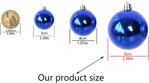 Christmas Balls Ornaments?24 Pcs Shatterproof Christmas Tree Decorations Hanging Ball for Xmas Tree Holiday Wedding Party Decoration 2.36" ( 60mm ) Set (Silver & Blue)