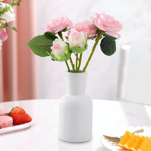 Ceramic Vase Set of 2, White Vase for Flowers, Modern Farmhouse, Rustic Home Decor, Vases for Pampas Grass, Dried Flowers, Table Decor, Bookshelf, Mantle, Entryway, Finish Faux Floral Vase