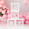 Baby Shower Boxes Party Decorations, 4-Pack Transparent Balloons Boxes D©cor with BABY Letters Blocks for Boys Girls Baby Shower Decorations Gender Reveal Bridal Showers Birthday Party Backdrop