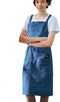 Beritle Denim Apron With Pockets, Cotton Kitchen Aprons, Cross Back Work Aprons For Shop, Hairstylist, BBQ Jean Apron