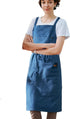 Beritle Denim Apron With Pockets, Cotton Kitchen Aprons, Cross Back Work Aprons For Shop, Hairstylist, BBQ Jean Apron