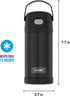 THERMOS FUNTAINER 12 Ounce Stainless Steel Vacuum Insulated Kids Straw Bottle, Black