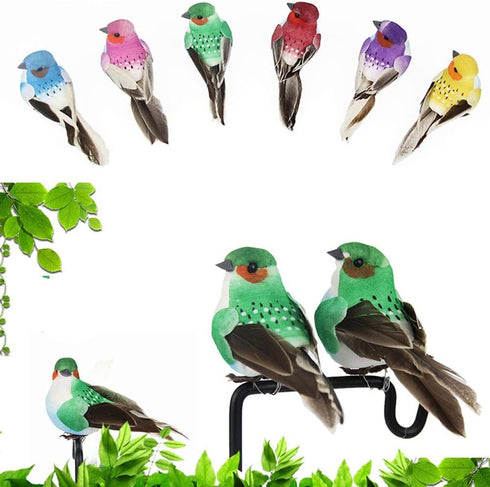 Artificial Bird Ornaments 12Pcs Cute Artificial Feather Bird Colorful Simulation Foam Bird for Crafts, Christmas Tree and Seasonal Displays and Wreaths