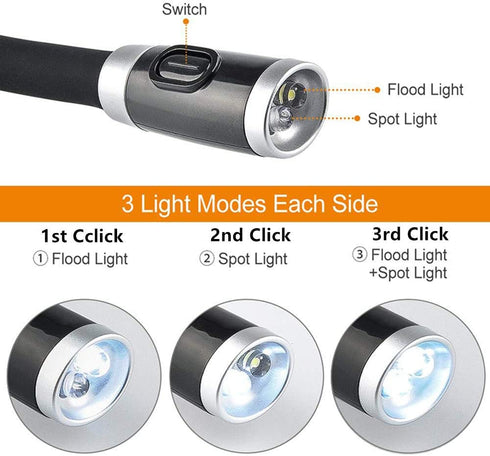 LED Book Light Reading Light Neck Hug Light Knitting Lamp with 4 LED Hands Free 3 Adjustable Brightness Flexible Portable for Craft Reading Walking
