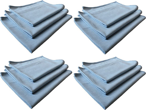 Real Clean 16x16 Blue Microfiber Window Glass Cleaning Towels (Pack of 12)