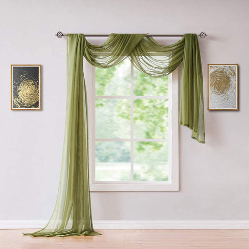 ASATEX Medium Length 56" (W) x 144" (L) Green Sage Sheer Window Scarf. Voile Window Treatments are Perfect As Valance Scarves As Well As Bed Canopy Or Wedding Decoration. AMA 56" x 144" Sage
