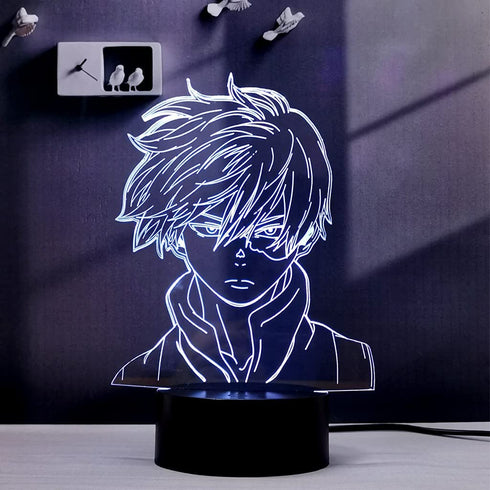 Shoto Todoroki 3D Illusion LED Anime Lamp MHA 16 Colors RGB Remote Control Desk My Hero Academia Night Light for Boys Birthday