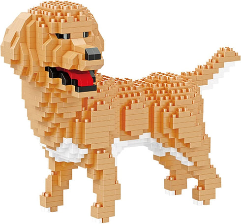 Larcele Micro Building Blocks Animal Set, DIY Mini 3D Building Toy Bricks,824 Pieces KLJM-05(Golden Retriever)