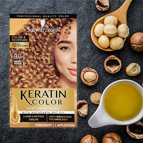 Schwarzkopf Keratin Color, Color & Moisture Permanent Hair Color Cream, 9.00 Honey Blonde