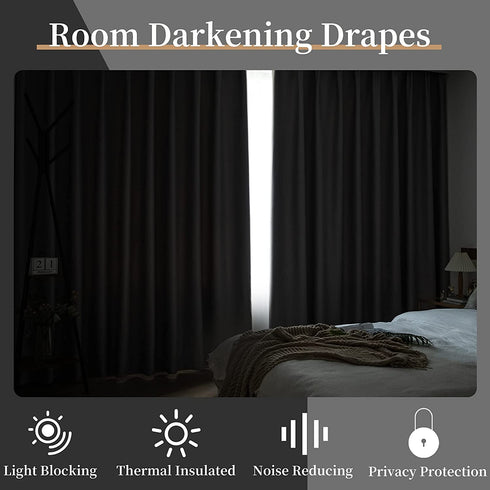 DAIMEIEN Window Treatment Panels Thermal Insulated Solid Grommet Blackout Curtains/Drapes with Tiebacks for Living Room (A Pair,W 52 x L 63 inches, Pink)