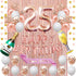 Fancypartyshop 25th Birthday Decorations - Rose Gold Happy Birthday Banner and Sash with Number 25 Balloons Latex Confetti balloons Ideal for Girl and Women 25 Years Old Birthday Rose Gold