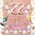 Fancypartyshop 22nd Birthday Decorations - Rose Gold Happy Birthday Banner and Sash with Number 22 Balloons Latex Confetti Balloons Ideal for Girl and Women 22 Years Old Birthday Rose Gold