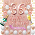 Fancypartyshop 36th Birthday Decorations - Rose Gold Happy Birthday Banner and Sash with Number 36 Balloons Latex Confetti Balloons Ideal for Girl and Women 36 Years Old Birthday Rose Gold