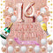 Fancypartyshop 14th Birthday Decorations - Rose Gold Happy Birthday Banner and Sash with Number 14 Balloons Latex Confetti balloons Ideal for Gir 14 Years Old Birthday Rose Gold