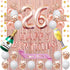 Fancypartyshop 26th Birthday Decorations - Rose Gold Happy Birthday Banner and Sash with Number 26 Balloons Latex Confetti balloons Ideal for Girl and Women 26 Years Old Birthday Rose Gold