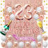 Fancypartyshop 23rd Birthday Decorations - Rose Gold Happy Birthday Banner and Sash with Number 23 Balloons Latex Confetti Balloons Ideal for Girl and Women 23 Years Old Birthday Rose Gold